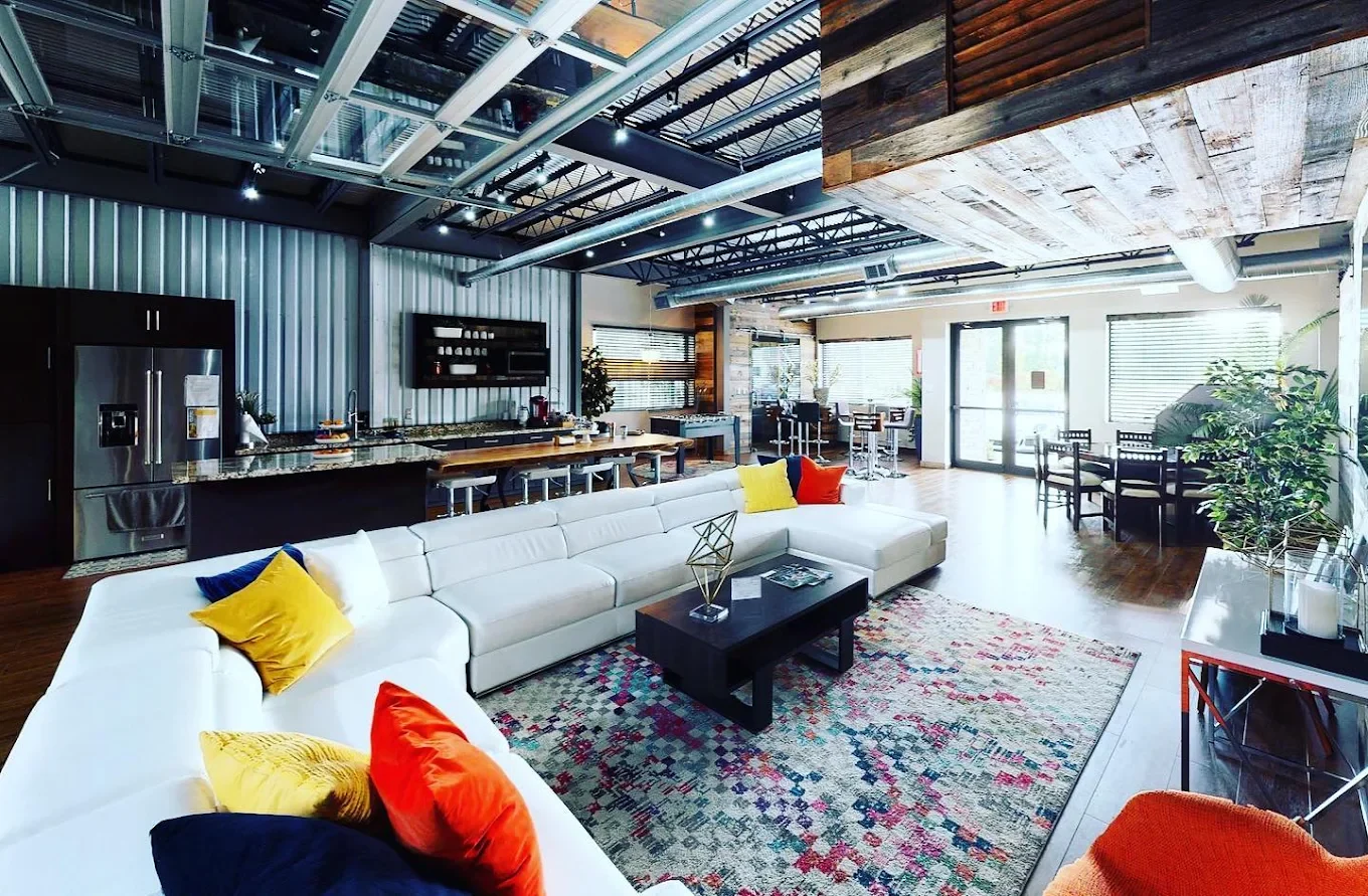 First Byte’s studio in The Woodlands, TX — open lounge, kitchen and collaboration space